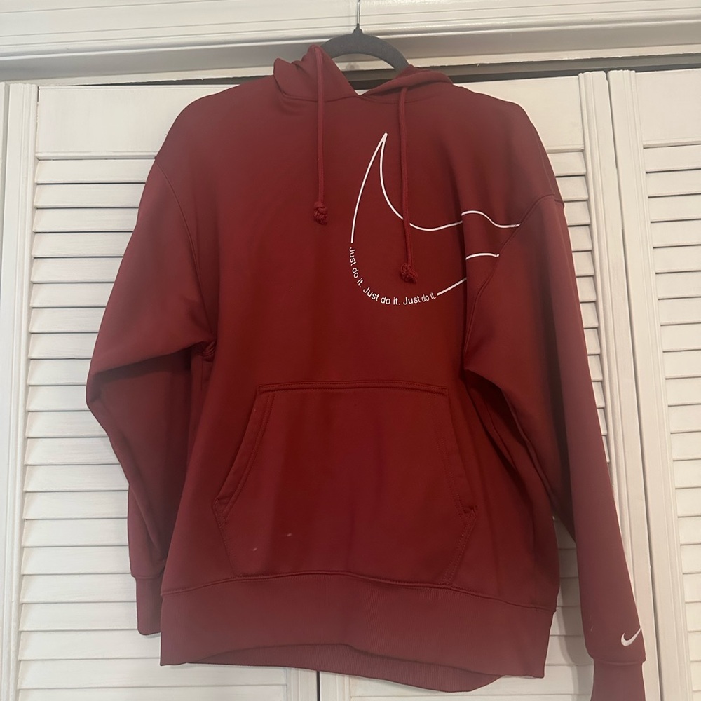 Nike Maroon Hoodie with Swoosh Outline